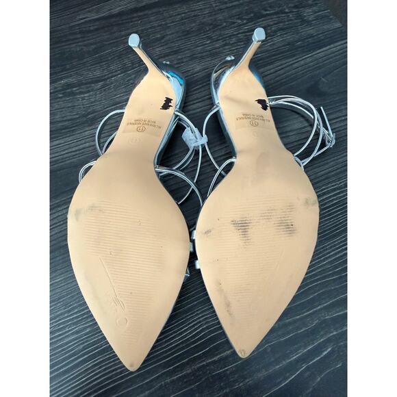 NWOT Olivia Ferguson Silver Strappy Heels Sz. 11 - Picture 4 of 6